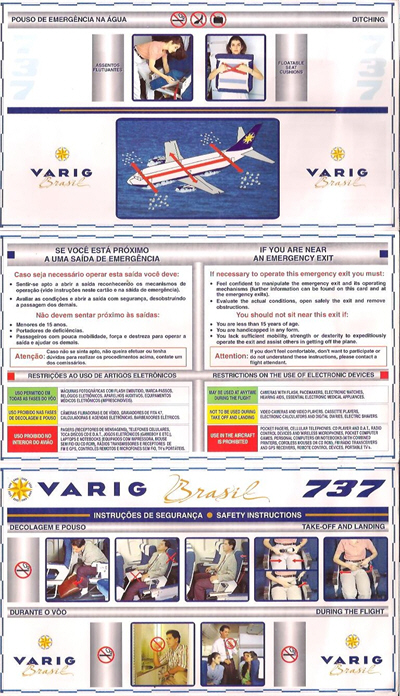 Varig Brasil MD-11 Safety Card